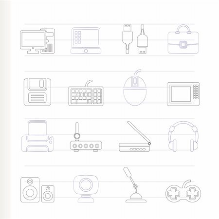 simsearch:400-05918066,k - Computer equipment and periphery icons - vector icon set Stock Photo - Budget Royalty-Free & Subscription, Code: 400-04787615