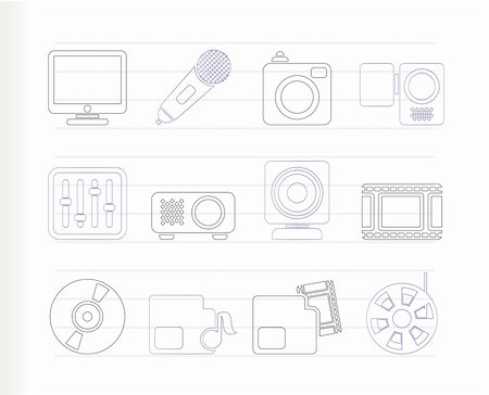 simsearch:400-08504827,k - Media equipment icons - vector icon set Foto de stock - Super Valor sin royalties y Suscripción, Código: 400-04787620