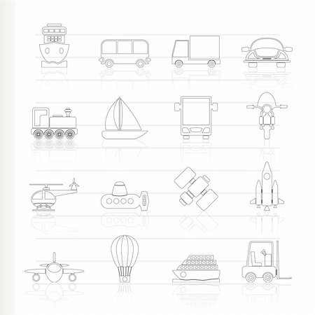 simsearch:400-05705376,k - Transportation, travel and shipment icons - vector icon set Stockbilder - Microstock & Abonnement, Bildnummer: 400-04787648