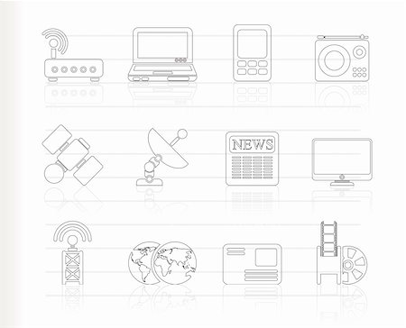radio and television use of computer - Business, technology  communications icons - vector icon set Stock Photo - Budget Royalty-Free & Subscription, Code: 400-04787651