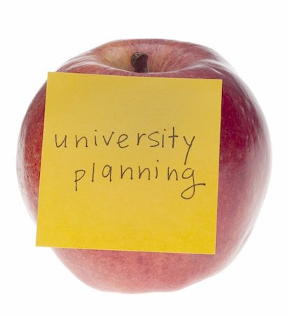 simsearch:400-05325346,k - University Planning Concept with Apple and Sticky Note Isolated on White with a Clipping Path. Photographie de stock - Aubaine LD & Abonnement, Code: 400-04787699