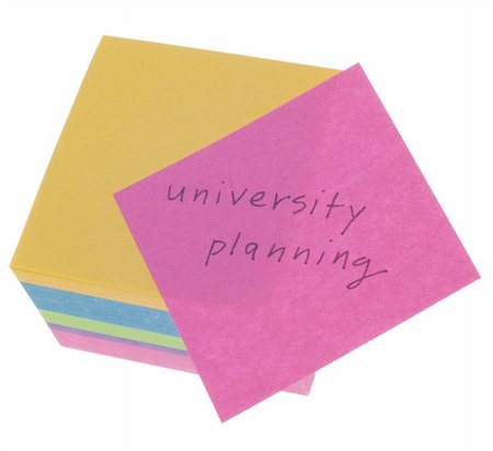 simsearch:400-05325346,k - University Planning Handwritten on Pad of Paper Isolated on White with a Clipping Path. Photographie de stock - Aubaine LD & Abonnement, Code: 400-04787690