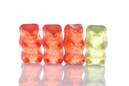 gummy bears isolated on white background showing special individuality Stock Photo - Budget Royalty-Free & Subscription, Code: 400-04787947