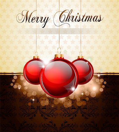 simsearch:400-04717438,k - Vintage Christmas Baubles Background for Elegant Invitation Flyer or Brochure Stockbilder - Microstock & Abonnement, Bildnummer: 400-04788060