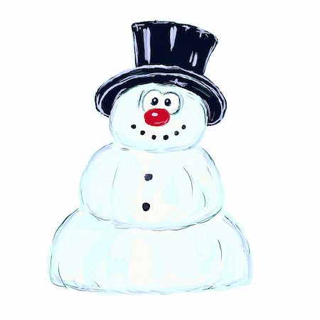 simsearch:400-05681859,k - funny snowman with hat on white background - illustration Stock Photo - Budget Royalty-Free & Subscription, Code: 400-04788074