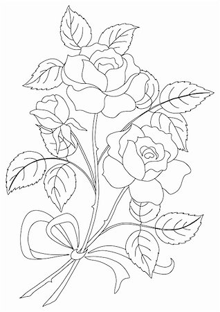 drawing of roses - Flowers, rose bouquet, love symbol, floral gift, contours Stock Photo - Budget Royalty-Free & Subscription, Code: 400-04788071