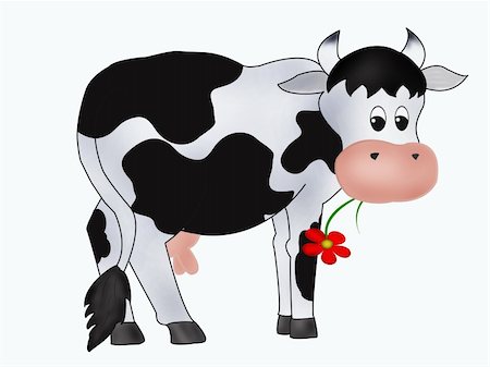 simsearch:400-04293272,k - Childish illustration of cute cow over white Fotografie stock - Microstock e Abbonamento, Codice: 400-04788290