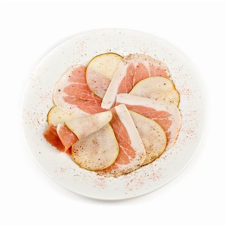 sahua (artist) - Sliced bacon with sliced pear decorated isolated on a white Foto de stock - Super Valor sin royalties y Suscripción, Código: 400-04788351