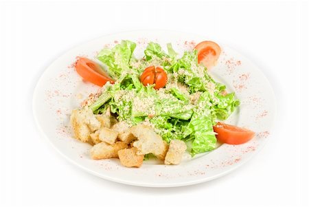 simsearch:400-05351290,k - Caesar salad dish isolated on a white background Foto de stock - Super Valor sin royalties y Suscripción, Código: 400-04788363