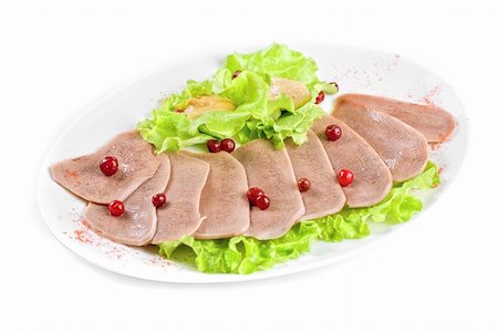 Beef tongue with cranberry isolated on a white background Stock Photo - Budget Royalty-Free & Subscription, Code: 400-04788406