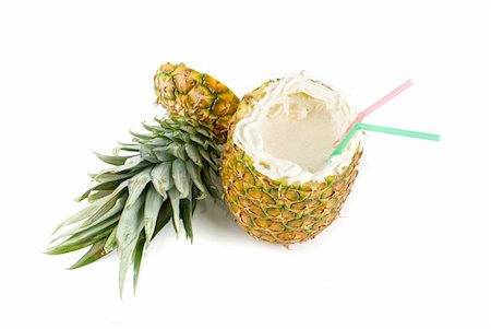 simsearch:400-06767505,k - Milk cocktail with pineapple as cup on a white Foto de stock - Super Valor sin royalties y Suscripción, Código: 400-04788458