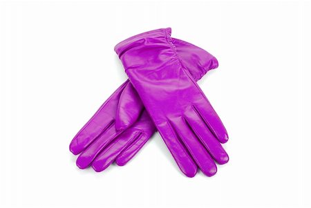simsearch:400-06462603,k - Purple modern female leather gloves isolated on a white Stock Photo - Budget Royalty-Free & Subscription, Code: 400-04788477