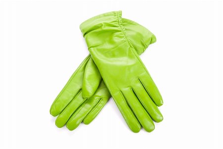 simsearch:400-06462603,k - Green modern female leather gloves isolated on a white Stock Photo - Budget Royalty-Free & Subscription, Code: 400-04788478