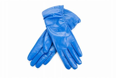 simsearch:400-06462603,k - Blue modern female leather gloves isolated on a white Stock Photo - Budget Royalty-Free & Subscription, Code: 400-04788479