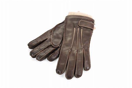 simsearch:400-06462603,k - Brown modern male leather gloves isolated on a white Stock Photo - Budget Royalty-Free & Subscription, Code: 400-04788472