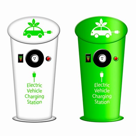 drawing of electric cars - Electric Car Charging Station  with Plug Outlet and Instrument Panels Illustration Stock Photo - Budget Royalty-Free & Subscription, Code: 400-04789026