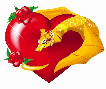 Dragon heart hugs. Illustration in vector format EPS Stock Photo - Budget Royalty-Free & Subscription, Code: 400-04789374