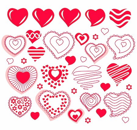 Big collection of red contour heart shapes Photographie de stock - Aubaine LD & Abonnement, Code: 400-04789530