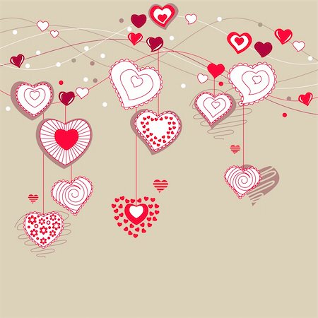 Valentine greeting card with different red hearts Stock Photo - Budget Royalty-Free & Subscription, Code: 400-04789532