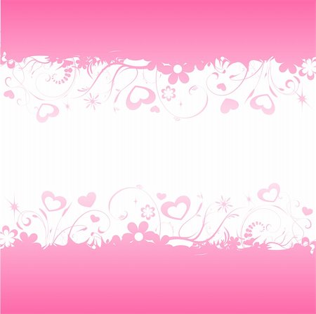 simsearch:400-04667113,k - Pink background with hearts and flowers growing Stock Photo - Budget Royalty-Free & Subscription, Code: 400-04789559