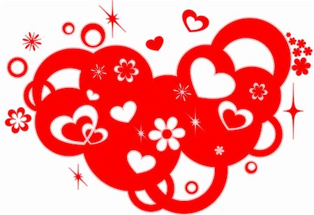 simsearch:400-04667113,k - Red abstract design element with hearts and flowers Stock Photo - Budget Royalty-Free & Subscription, Code: 400-04789560