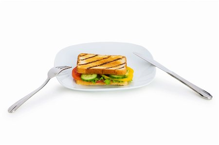 simsearch:400-07099478,k - Toasted bread with filling isolated on the white Stock Photo - Budget Royalty-Free & Subscription, Code: 400-04789712