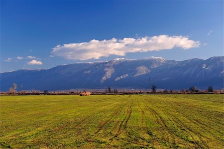 simsearch:400-04018118,k - Green field,blue sky and mountain with snow Photographie de stock - Aubaine LD & Abonnement, Code: 400-04789757