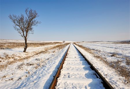 Railroad on the field in winter on the Macedonia Stock Photo - Budget Royalty-Free & Subscription, Code: 400-04789758