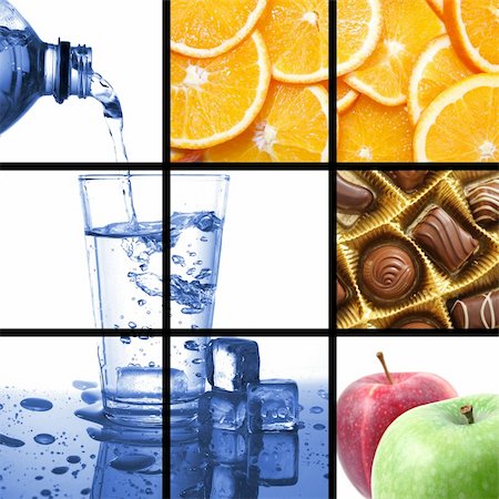 food and drink collage or collection showing healthy lifestyle Stock Photo - Budget Royalty-Free & Subscription, Code: 400-04789950