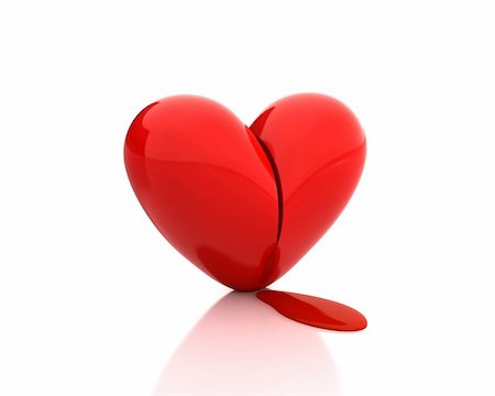 simsearch:400-08980419,k - Broken heart with blood isolated on white background Stock Photo - Budget Royalty-Free & Subscription, Code: 400-04780162