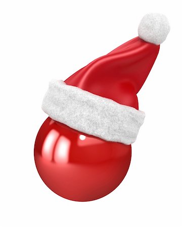 simsearch:400-08409193,k - Christmas ball with santa hat on top isolated on white Fotografie stock - Microstock e Abbonamento, Codice: 400-04780226