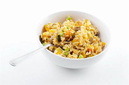 simsearch:400-06480358,k - Bowl of pumpkin fried rice on white background Foto de stock - Super Valor sin royalties y Suscripción, Código: 400-04780472