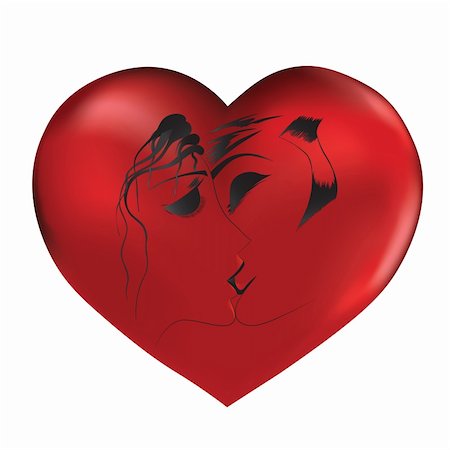 simsearch:400-04294764,k - Vector hand drawn loved couple on red heart. Foto de stock - Royalty-Free Super Valor e Assinatura, Número: 400-04780500