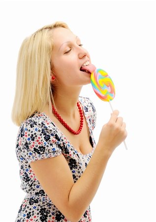 Attractive blonde licking lollipop Photographie de stock - Aubaine LD & Abonnement, Code: 400-04780531