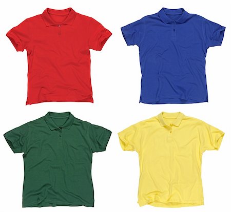 polo shirt silhouette - Photograph of four blank polo shirts, red, blue, green and yellow.  Clipping paths included.  Ready for your design or logo. Stock Photo - Budget Royalty-Free & Subscription, Code: 400-04780572
