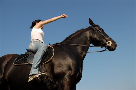 simsearch:400-04256024,k - young teenager and her white black horse Stock Photo - Budget Royalty-Free & Subscription, Code: 400-04780598