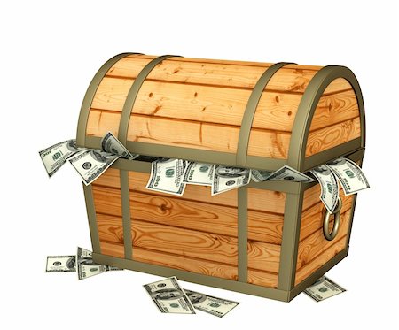 simsearch:400-04092861,k - Wooden box with money. Isolated over white Fotografie stock - Microstock e Abbonamento, Codice: 400-04780697