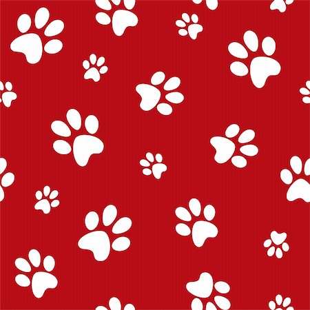retro cat pattern - white dog footprints on red background vector Stock Photo - Budget Royalty-Free & Subscription, Code: 400-04780771