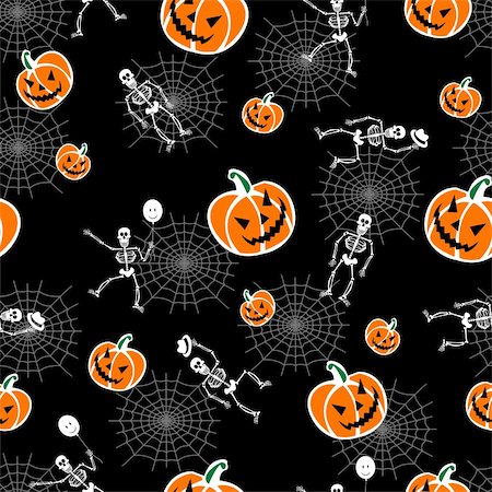 simsearch:400-04228432,k - Halloween pumpkins and skeleton on black background. Vector available Foto de stock - Royalty-Free Super Valor e Assinatura, Número: 400-04780781