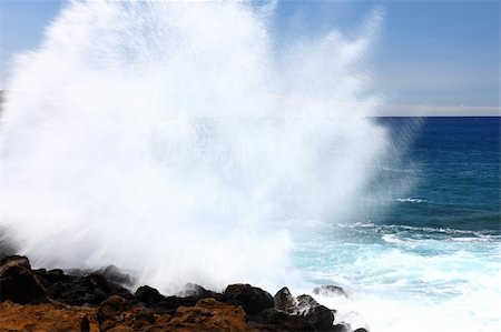 Waves splashing at Hawaiian coast Stock Photo - Budget Royalty-Free & Subscription, Code: 400-04780854