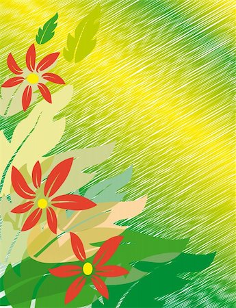simsearch:400-07577622,k - Red flowers on a green background. Vector illustration. Vector art in Adobe illustrator EPS format, compressed in a zip file. The different graphics are all on separate layers so they can easily be moved or edited individually. The document can be scaled to any size without loss of quality. Photographie de stock - Aubaine LD & Abonnement, Code: 400-04780944