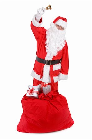 simsearch:400-08491713,k - Santa claus with attributes on white background, gentle natural shadow in front Stock Photo - Budget Royalty-Free & Subscription, Code: 400-04780988