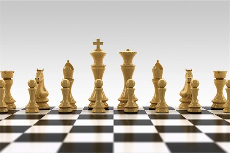 simsearch:625-01252113,k - White chess pieces on chess board with very shallow depth of field - only the row with the king is in focus Photographie de stock - Aubaine LD & Abonnement, Code: 400-04781285