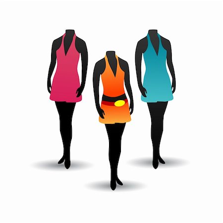 illustration of mannequines with fashionable dresses on isolated background Stock Photo - Budget Royalty-Free & Subscription, Code: 400-04781433