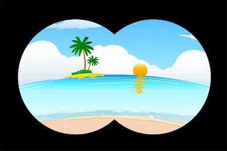 simsearch:400-08021518,k - illustration of sea beach in binocular view Stock Photo - Budget Royalty-Free & Subscription, Code: 400-04781454
