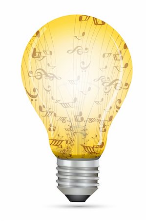 simsearch:400-04332168,k - illustration of electric bulb with music texts on isolated background Photographie de stock - Aubaine LD & Abonnement, Code: 400-04781464