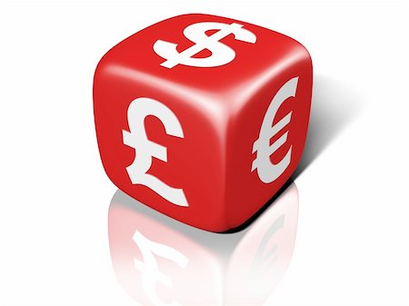 simsearch:400-04880391,k - Illustration of a red dice showing currency symbols Photographie de stock - Aubaine LD & Abonnement, Code: 400-04781595