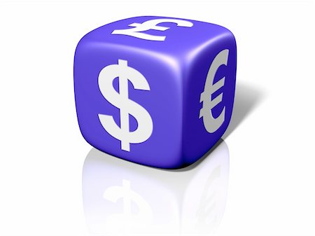 simsearch:400-04880391,k - Illustration of a blue dice showing currency symbols Photographie de stock - Aubaine LD & Abonnement, Code: 400-04781596