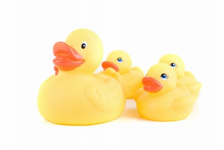 plastic toy family - yellow ducks isolated on a white background Stock Photo - Budget Royalty-Free & Subscription, Code: 400-04781688