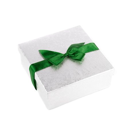 Green gift box close up isolated on white background Stock Photo - Budget Royalty-Free & Subscription, Code: 400-04781689